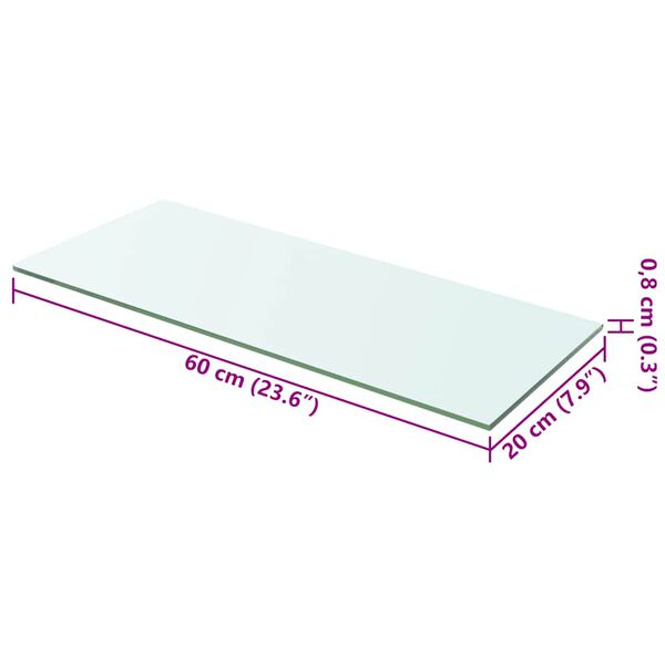 vidaXL Shelves 2 pcs Panel Glass Clear 60x20 cm