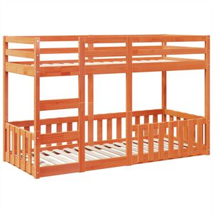 vidaXL Bunk Bed Wax Brown 75x190 cm Solid Wood Pine