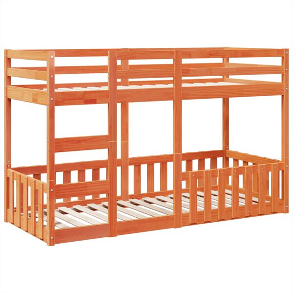 vidaXL Bunk Bed Wax Brown 75x190 cm Solid Wood Pine