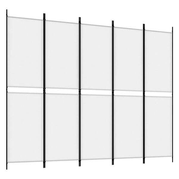 vidaXL 5-Panel Room Divider White 250x200 cm Fabric