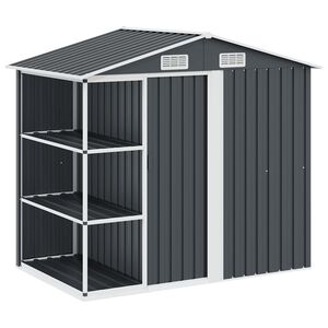 vidaXL Garden Shed with Rack Anthracite 205x130x183 cm Iron