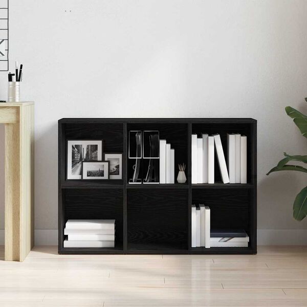 vidaXL Book Cabinet Black Oak 66x30x98 cm Engineered Wood