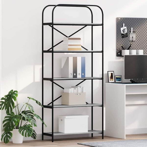 vidaXL Bookshelf Grey Sonoma 80 x 30 x 183 cm Engineered wood