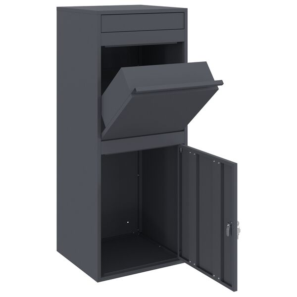 vidaXL Parcel Drop Box with Storage Anthracite 41 x 38 x 103 cm Steel