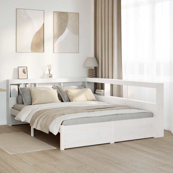 vidaXL Bookcase Bed without Mattress White 140x200 cm Solid Wood Pine