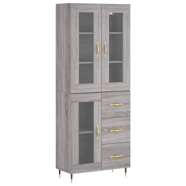 vidaXL Highboard Grey Sonoma 69.5x34x180 cm Engineered Wood