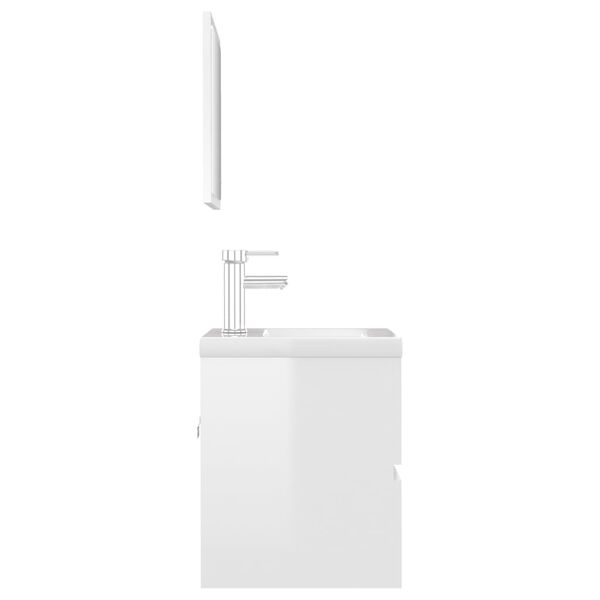 vidaXL Bathroom Furniture Set High Gloss White Engineered Wood