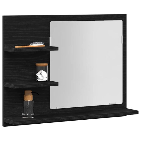 vidaXL Bathroom Mirror Black Oak 60x10.5x45 cm Engineered Wood