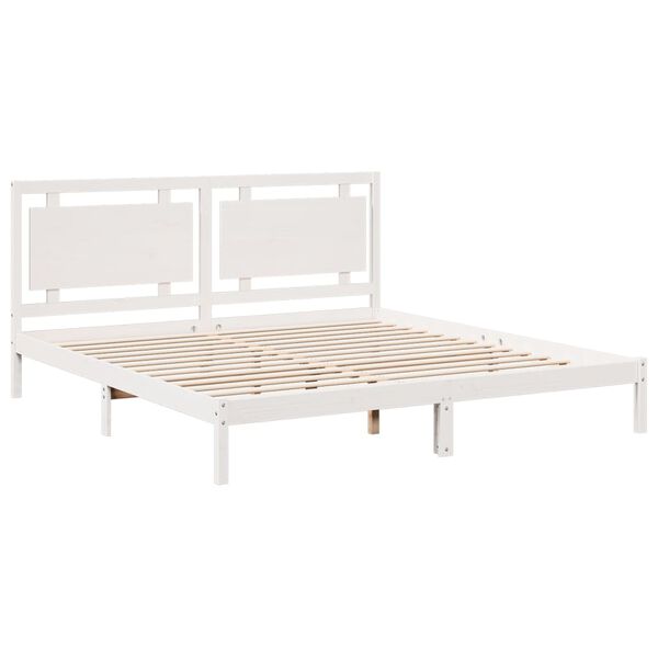 vidaXL Extra Long Bed Frame without Mattress White 200x220 cm Solid Wood