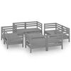 vidaXL 9 Piece Garden Lounge Set Grey Solid Pinewood