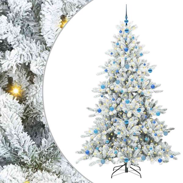 vidaXL Artificial Hinged Christmas Tree White 210 cm PVC and Steel
