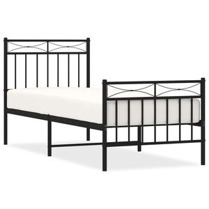 vidaXL Metal Bed Frame without Mattress with Footboard Black 80x200cm