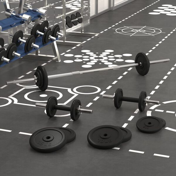 vidaXL Barbell and Dumbbell with Plates 90 kg Cast Iron