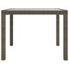 vidaXL Garden Table 90x90x75 cm Tempered Glass and Poly Rattan Grey