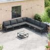 vidaXL Garden Sofa Set with Cushion 8 pcs Black Steel