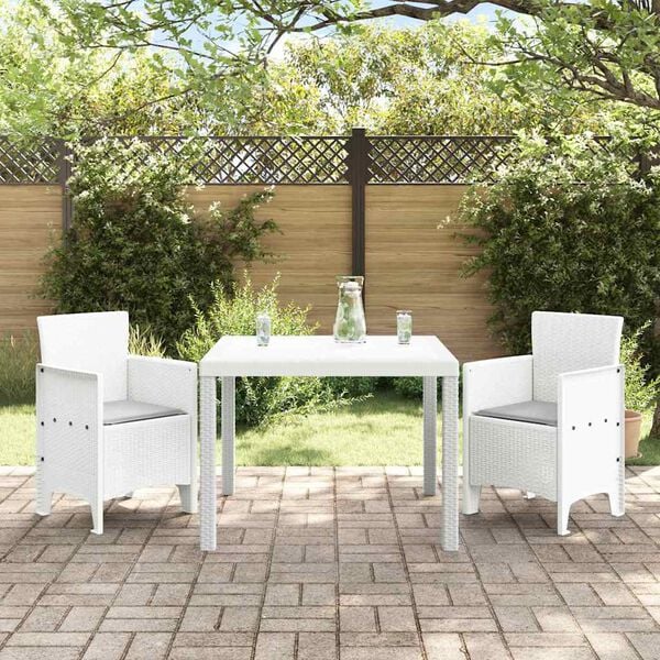 vidaXL Garden Dining Set 3 pcs White Polt rattan
