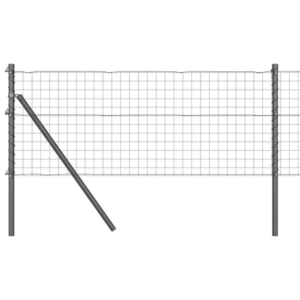 vidaXL Fence with Post Grey 0.6 x 25 m Steel and PVC