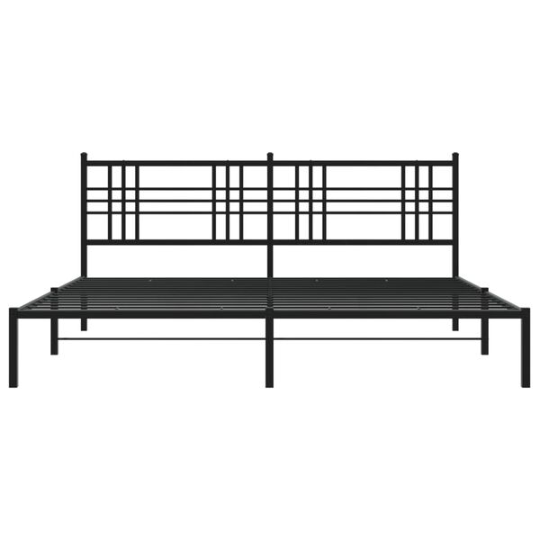 vidaXL Metal Bed Frame without Mattress with Headboard Black 183x213cm
