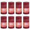Bolsius Rustic Pillar Candles "Shine" 8 pcs 100x50 mm Velvet Red