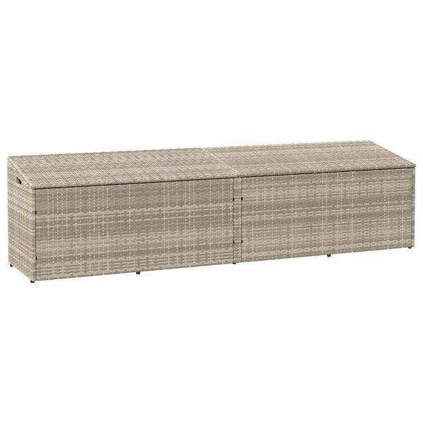 vidaXL Garden Storage Box Light Grey 220x50x58 cm Poly Rattan