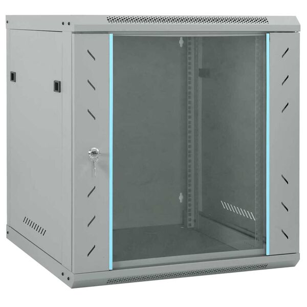 vidaXL Network Cabinet with Storage Grey 60 x 60 x 65 cm Steel