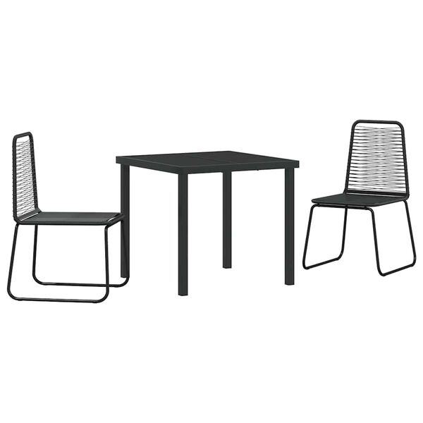 vidaXL Garden Dining Set 3 pcs Black Powder-Coated Steel