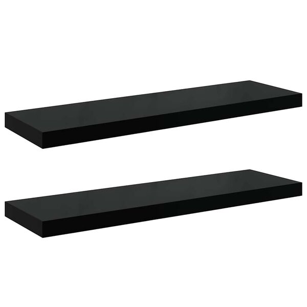 vidaXL Floating Wall Shelves 2 pcs High Gloss Black 80x23.5x3.8 cm MDF