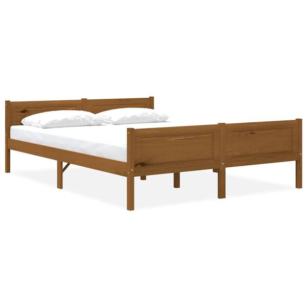 vidaXL Bed Frame without Mattress Solid Pinewood Honey Brown 160x200 cm