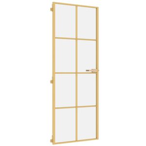 vidaXL Interior Door Slim Golden 76x201.5 cm Tempered Glass and Aluminium