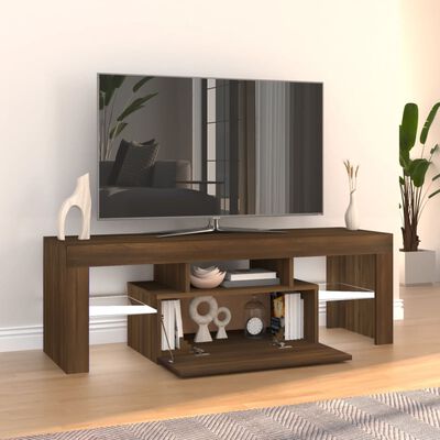 vidaXL TV Cabinet with LED Lights Brown Oak 120x35x40 cm