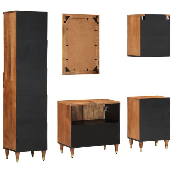 vidaXL 5 Piece Bathroom Furniture Set Solid Wood Mango