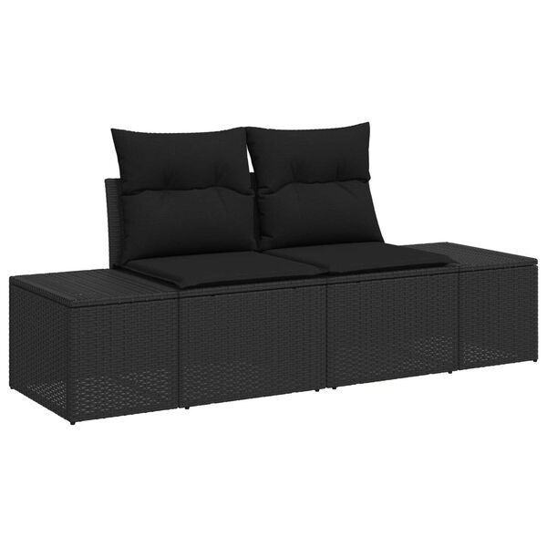 vidaXL Garden Sofa Black 123 x 62 x 69cm Poly Rattan