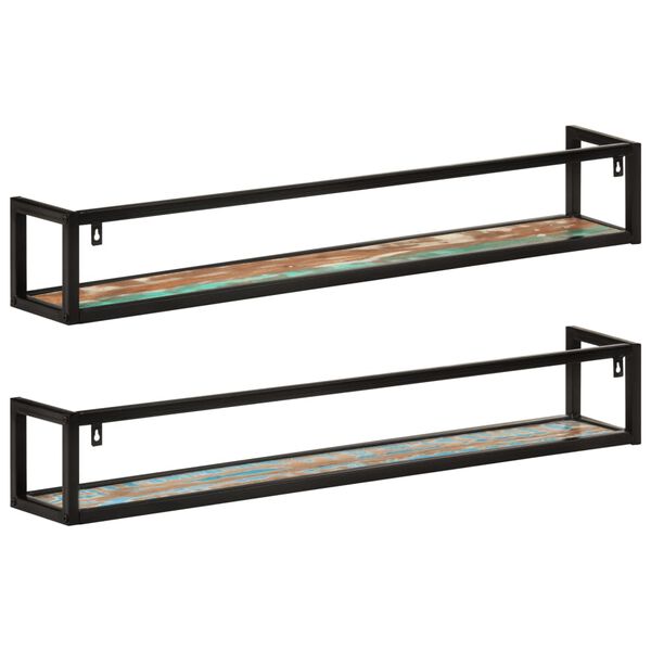 vidaXL Wall Shelves 2 pcs 110x17x17 cm Solid Wood Reclaimed and Iron