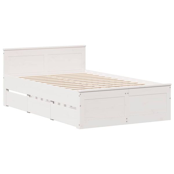vidaXL Bed Frame without Mattress with Headboard White 120x190 cm Small Double Solid Wood Pine
