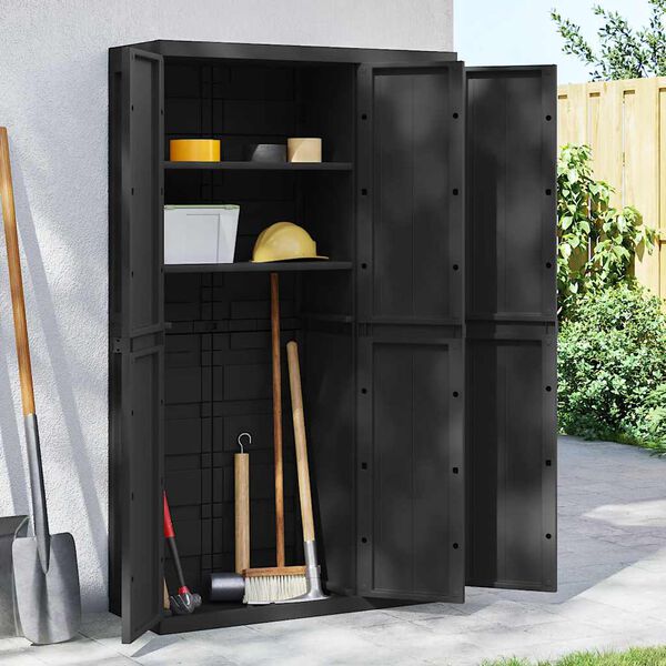 vidaXL Outdoor Storage Cabinet Black 97x37x165 cm PP