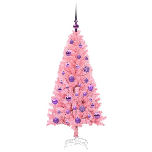 vidaXL Christmas Tree with 150 LEDs with Stand Pink 120 cm PVC