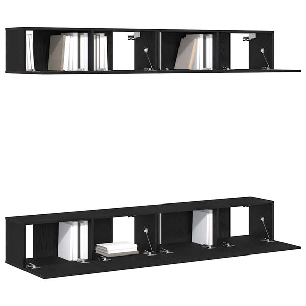 vidaXL TV Cabinet Set 4 pcs Black Oak 100 x 30 x 30 cm Engineered Wood