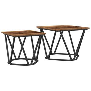 vidaXL Side Table Set 2 pcs Reclaimed Wood Engineered Wood and Steel