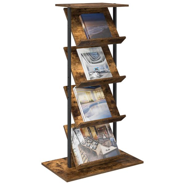 vidaXL Magazine Rack Smoked Oak 68 x 40 x 123.5 cm Engineered Wood