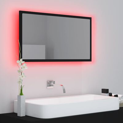 vidaXL LED Bathroom Mirror Black 80x8.5x37 cm Acrylic
