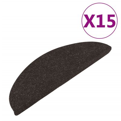 vidaXL Stair Mats Self-adhesive 15 pcs 56x17x3 cm Black