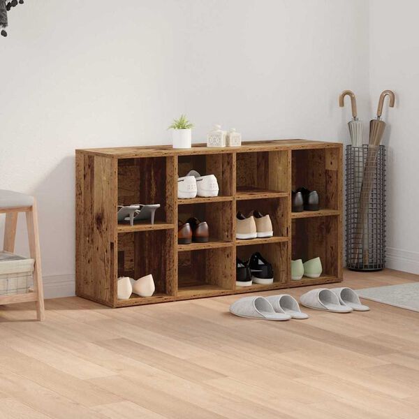 vidaXL Shoe Bench Old Wood 103 x 30 x 54.5 cm Engineered Wood