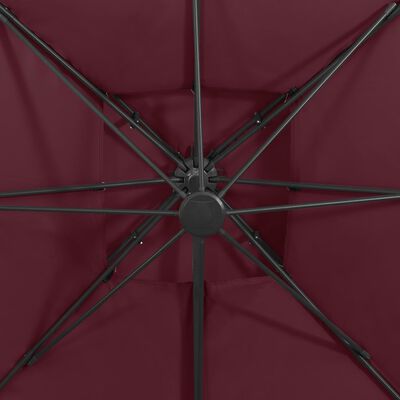 vidaXL Cantilever Umbrella with Double Top 300x300 cm Bordeaux Red