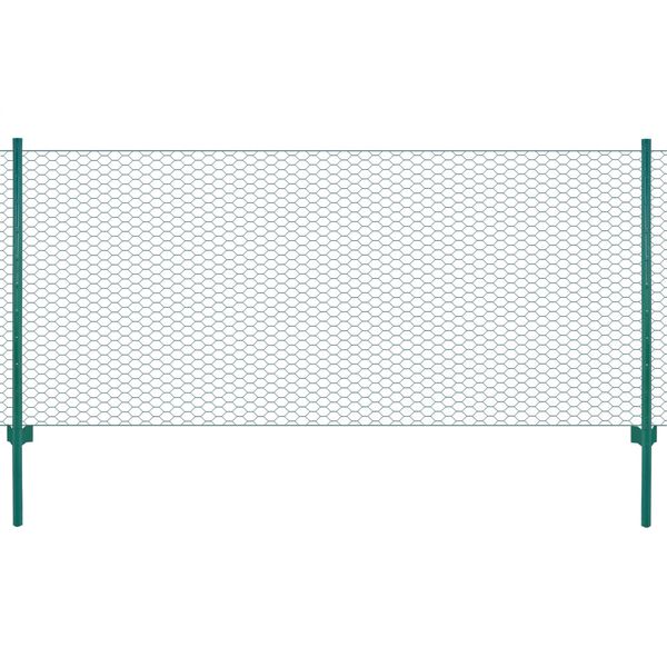 vidaXL Wire Mesh Fence with Posts Steel 25x0.75 m Green