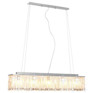 vidaXL Ceiling Lamp with Crystal Beads Silver 104 cm E14
