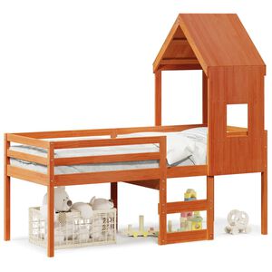 vidaXL High Sleeper Bed without Mattress Wax Brown 90x200 cm Solid Wood Pine