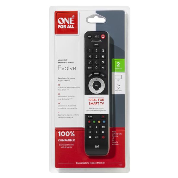 One For All 2-in-1 Remote Control Evolve 2 Black
