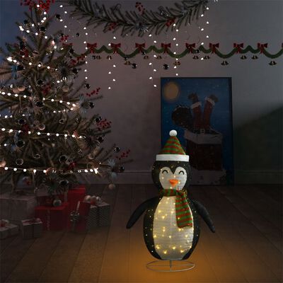 vidaXL Decorative Christmas Snow Penguin Figure LED Luxury Fabric 60cm