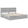 vidaXL Bed Frame with Drawer Grey Sonoma 200 x 200 cm Engineer Wood