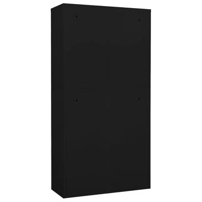 vidaXL Office Cabinet Black 90x40x180 cm Steel and Tempered Glass